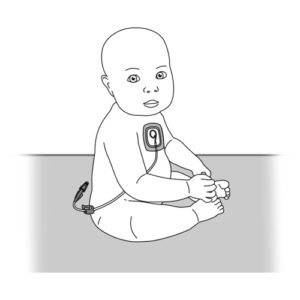 321.Baby seated with central catheter